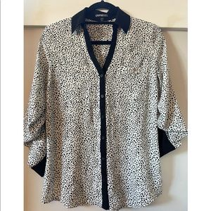 EXPRESS Polka Dot Portofino Blouse
